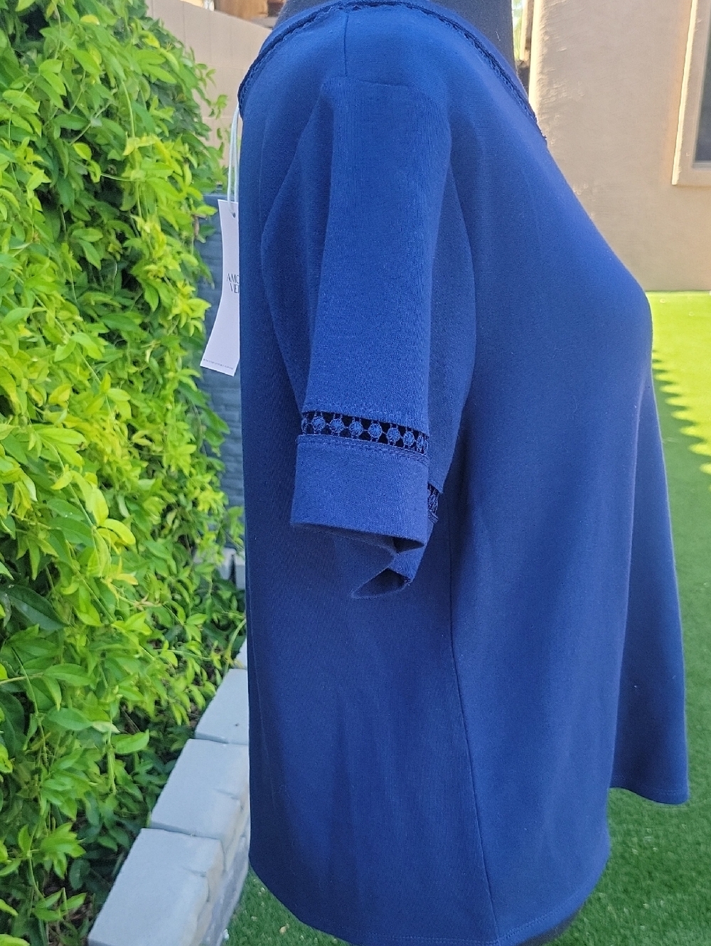 Navy Short-Sleeve Knit Top - Picture 8 of 16